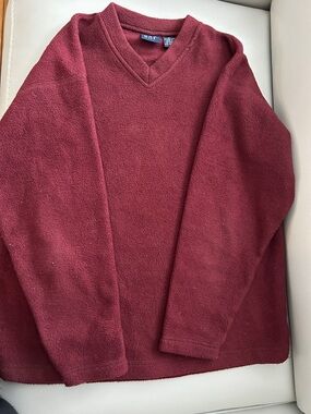 GAP Rust - Burgundy V-Neck Fleece Pullover